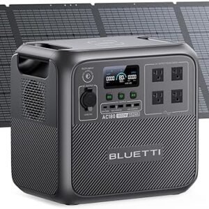 Travel Essentials---BLUETTI Solar Generator AC180 with 350W Solar Panel (Ships Separately), 1152Wh Portable Power Station w/ 4 1800W (2700W Surge) AC Outlets, LFP Power for Camping, Off-grid.