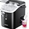 Summer Surprises Limited-Time & Limited-Quantity Deal：EUHOMY Nugget Ice Maker Countertop with Handle, Ready in 6 Mins, 34lbs Per Day, Removable Top Cover, Auto-Cleaning, Portable Sonic Ice Maker with Basket and Scoop, for Home/Party/RV/Camping