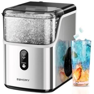 Summer Surprises Limited-Time & Limited-Quantity Deal---EUHOMY Nugget Ice Makers Countertop, Pebble Ice Maker Machine with 35lbs/24H Soft Ice, Self-Cleaning Sonic Ice Maker with Ice Scoop&Basket, Pellet Ice Maker for Home/Kitchen/Office(Stainless Steels)